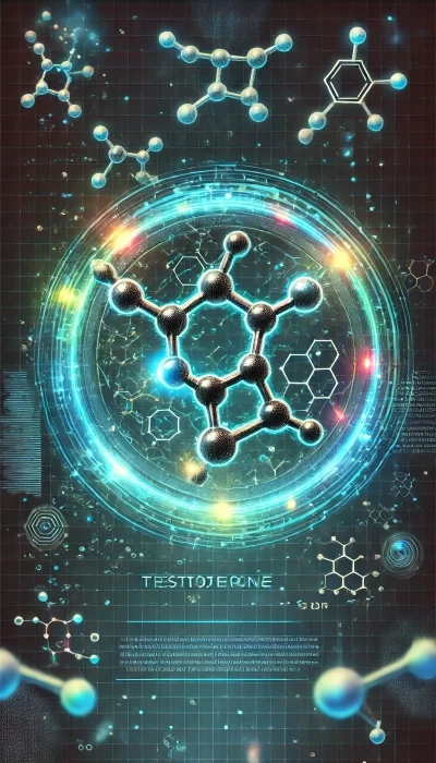 Schéma molekuly testosteronu – klíčového hormonu pro zdraví, sílu a vitalitu mužů i žen